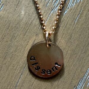 “Dissent” 💛 🖤 Gold Pendant Necklace